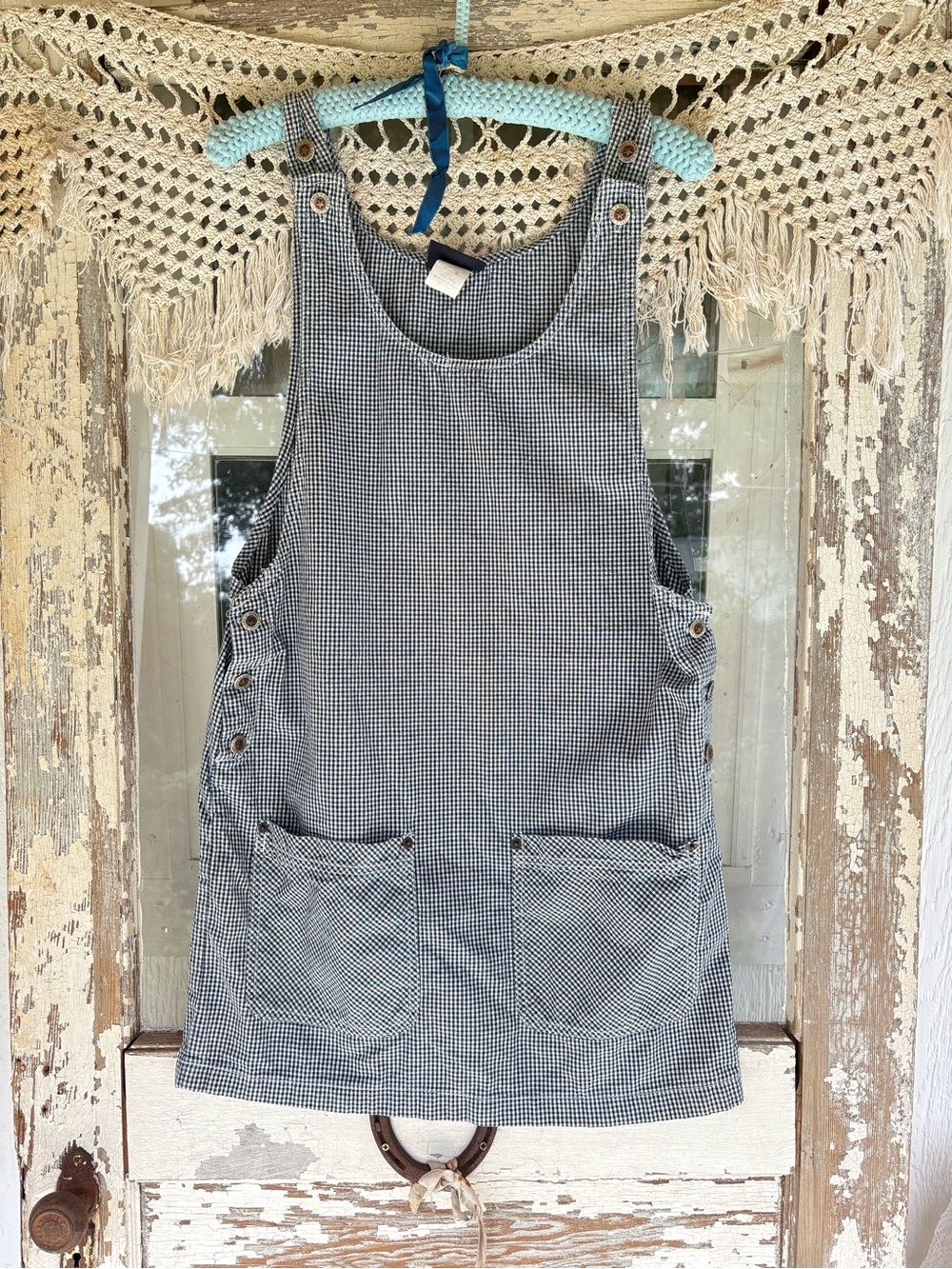 Faded Glory Blue  and White Gingham  Dress 90s